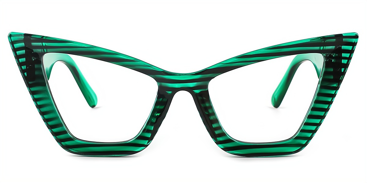 Green Cat Eye Unique Oversized Plastic Eyeglasses