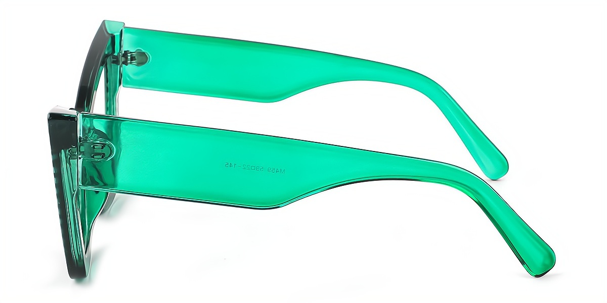Green Cat Eye Unique Oversized Plastic Eyeglasses