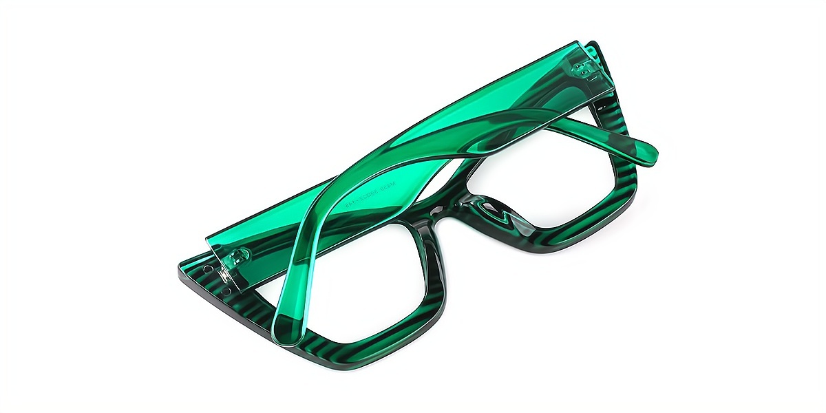 Green Cat Eye Unique Oversized Plastic Eyeglasses