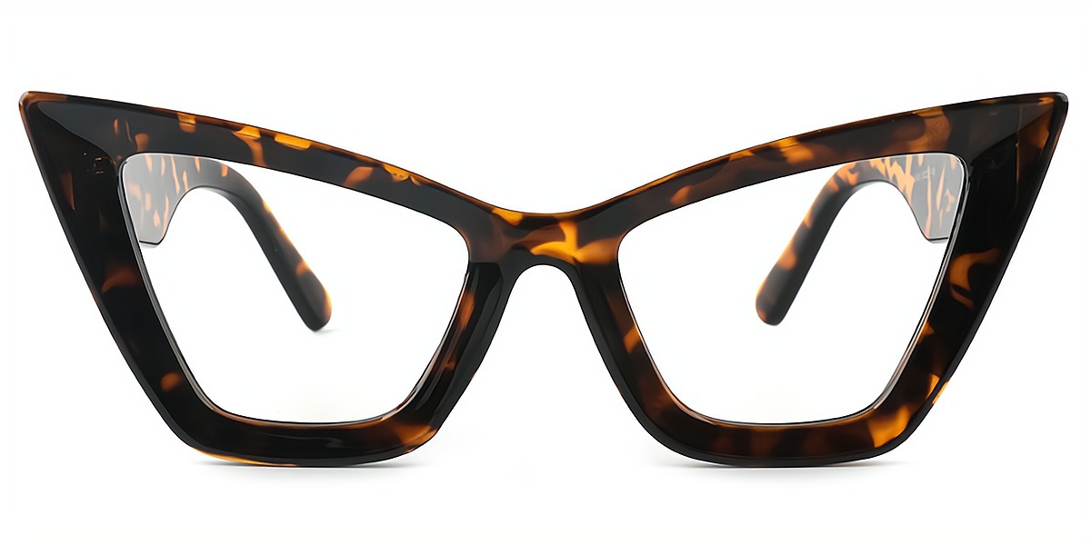 Tortoise Cat Eye Unique Oversized Plastic Eyeglasses