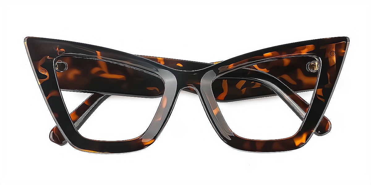 Tortoise Cat Eye Unique Oversized Plastic Eyeglasses