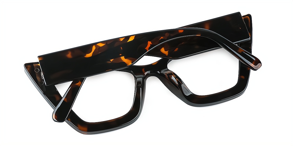 Tortoise Cat Eye Unique Oversized Plastic Eyeglasses
