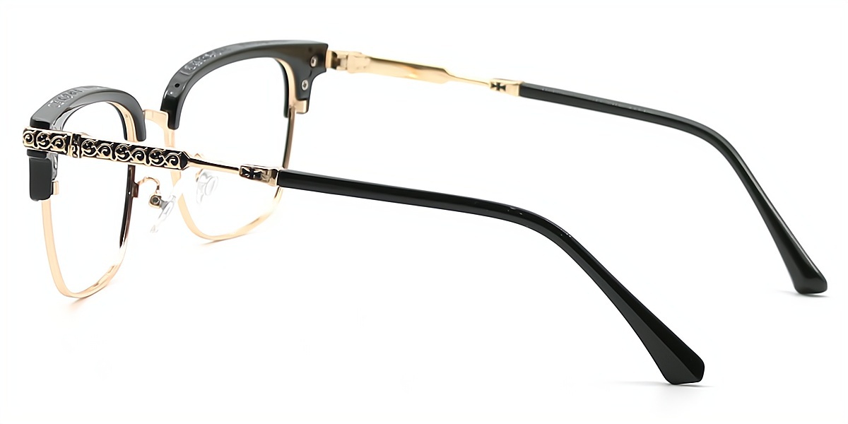 Black Golden Browline Exquisite Horn Metal Eyeglasses
