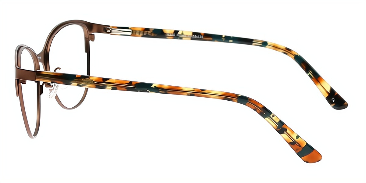 Brown Cat Eye Classic Horn Metal Eyeglasses