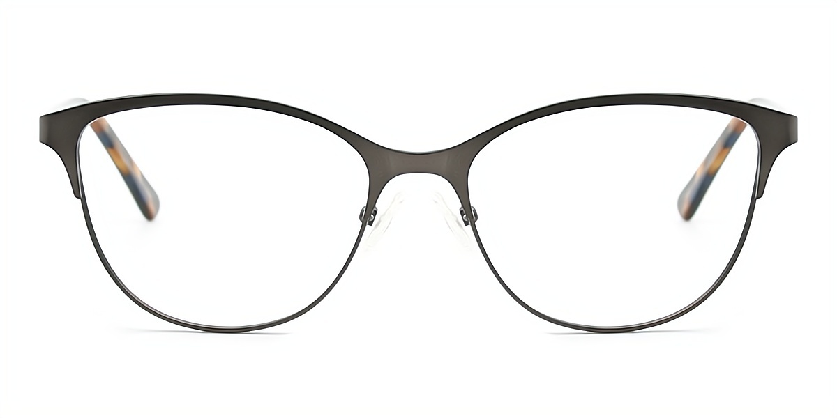 Gray Cat Eye Classic Horn Metal Eyeglasses