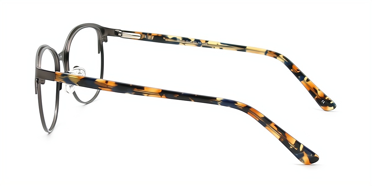 Gray Cat Eye Classic Horn Metal Eyeglasses