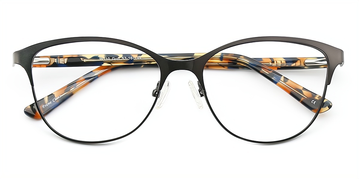 Gray Cat Eye Classic Horn Metal Eyeglasses