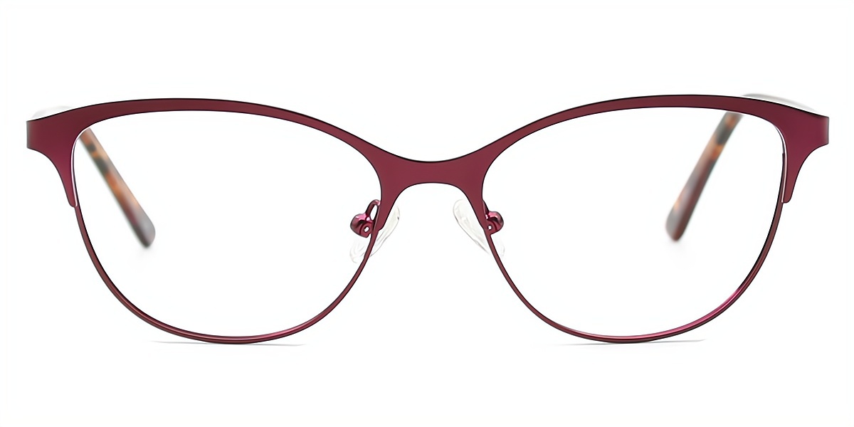 Red Cat Eye Classic Horn Metal Eyeglasses