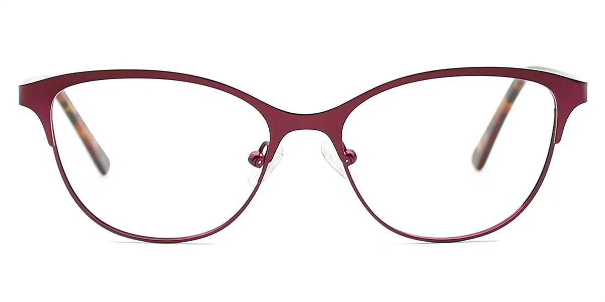 Red Cat Eye Classic Horn Metal Eyeglasses