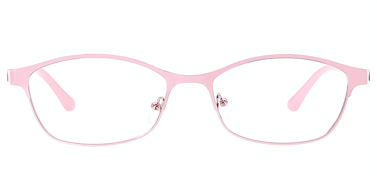 Pink Oval Simple Horn Metal Eyeglasses