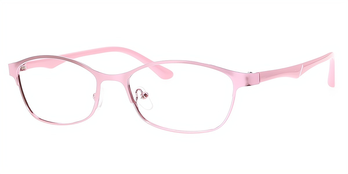 Pink Oval Simple Horn Metal Eyeglasses