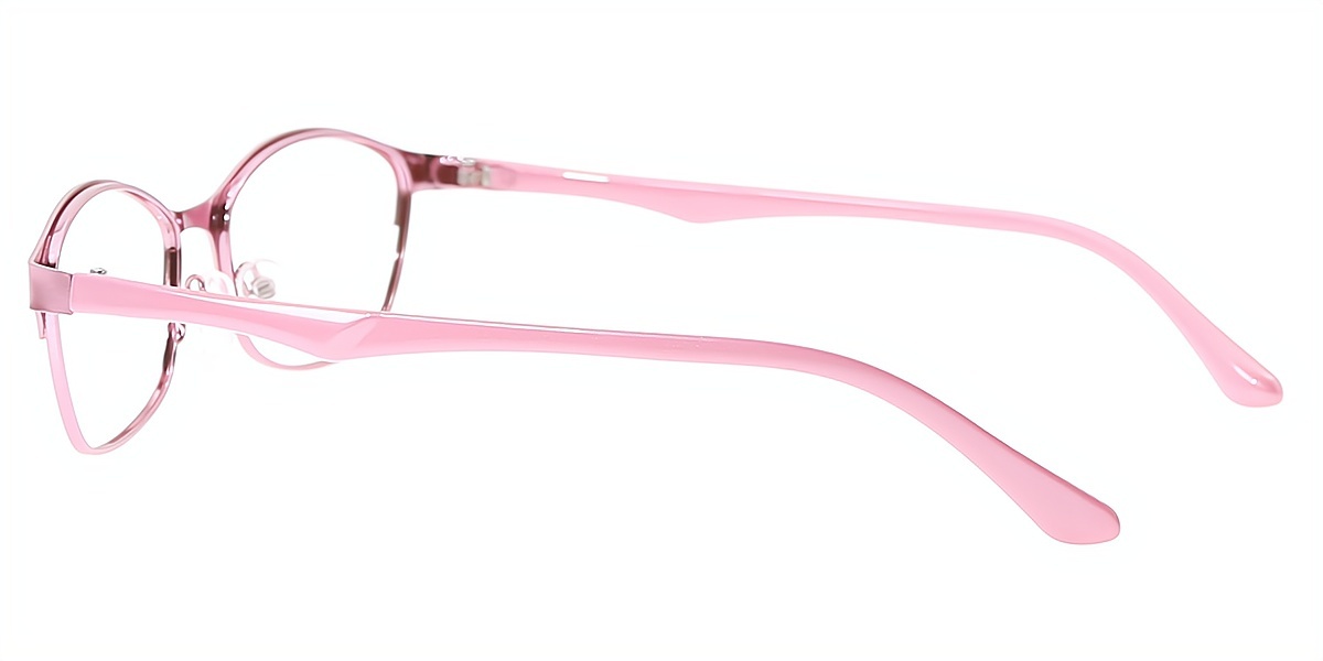 Pink Oval Simple Horn Metal Eyeglasses