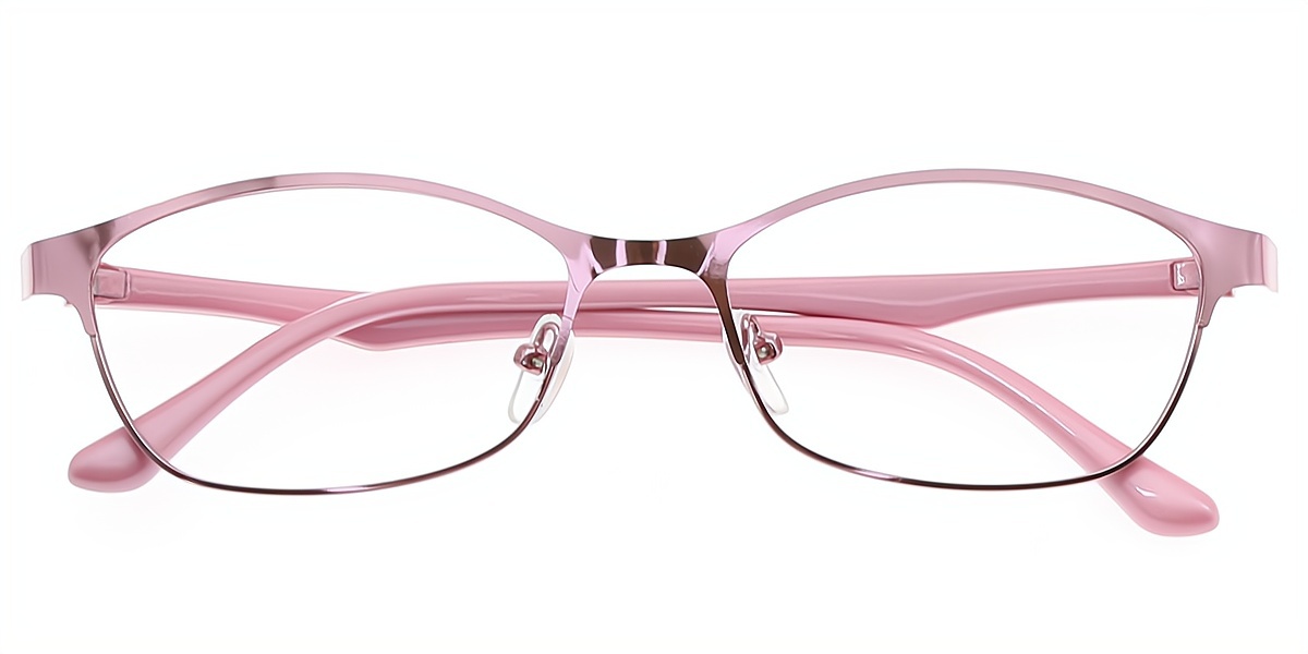 Pink Oval Simple Horn Metal Eyeglasses