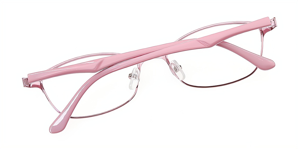 Pink Oval Simple Horn Metal Eyeglasses