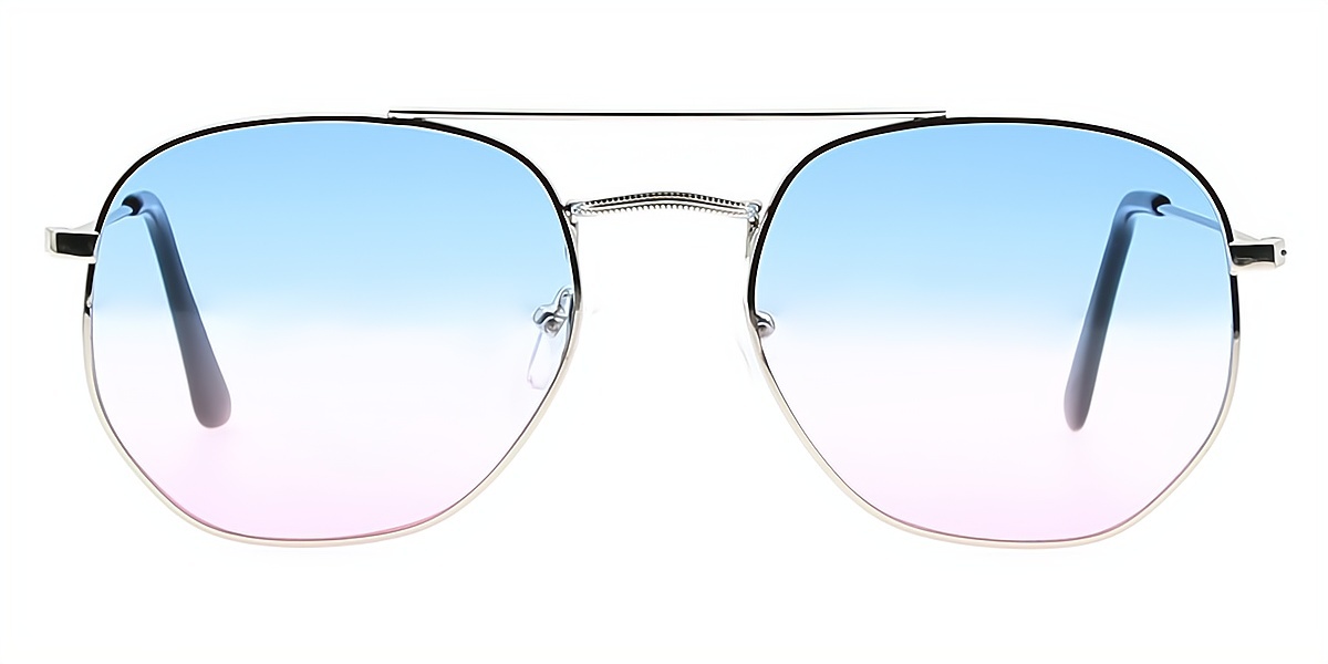 Silver Geometric Exquisite Double Bridge Metal Eyeglasses