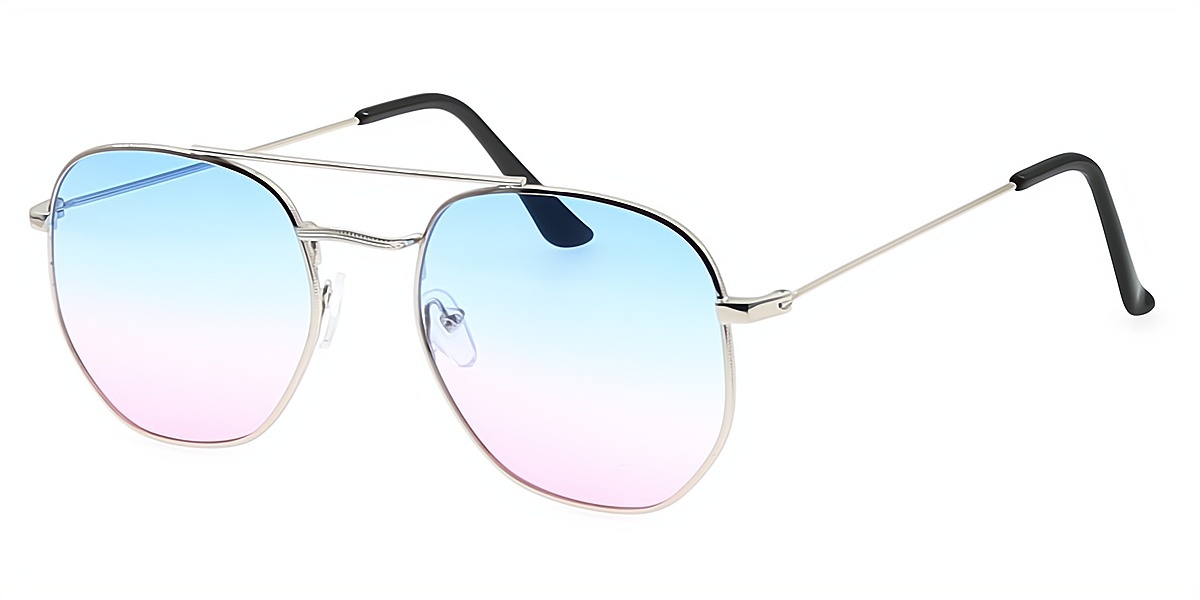 Silver Geometric Exquisite Double Bridge Metal Eyeglasses