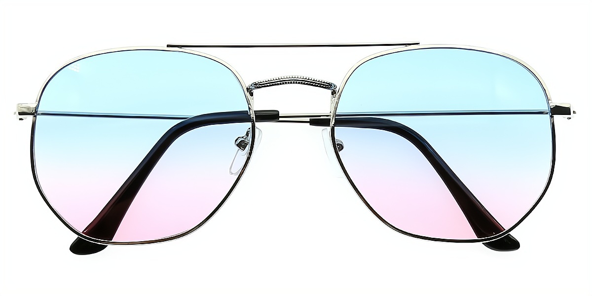 Silver Geometric Exquisite Double Bridge Metal Eyeglasses