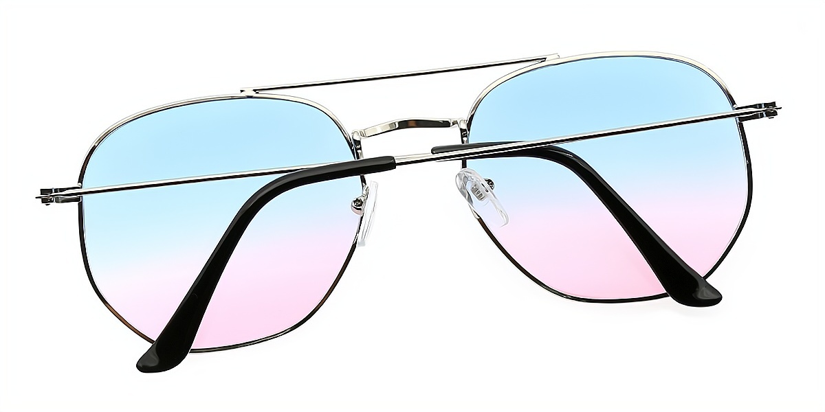 Silver Geometric Exquisite Double Bridge Metal Eyeglasses