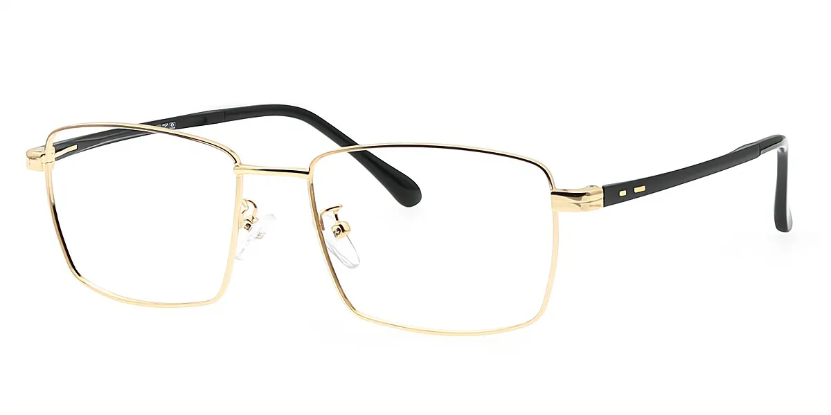 Golden Rectangle Exquisite Sun-clip Metal Eyeglasses