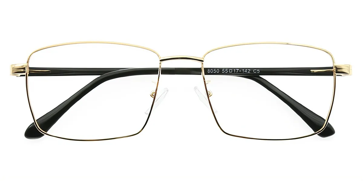Golden Rectangle Exquisite Sun-clip Metal Eyeglasses