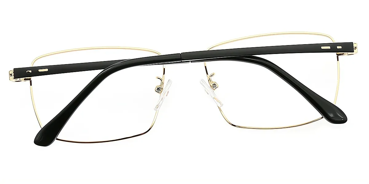 Golden Rectangle Exquisite Sun-clip Metal Eyeglasses