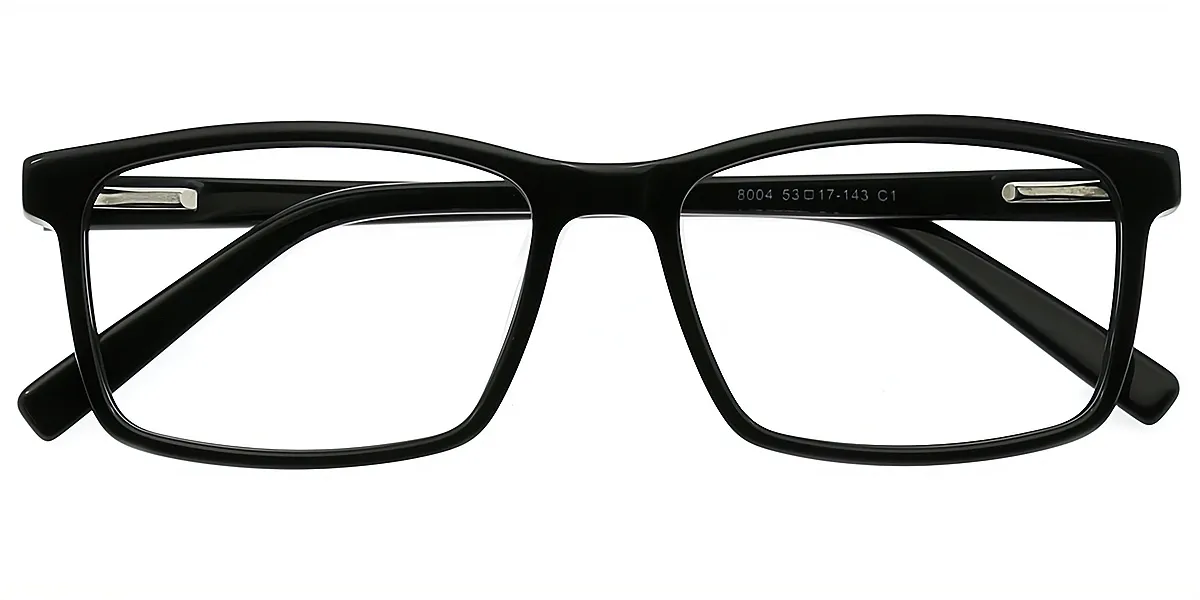 Black Rectangle Classic Horn Acetate Eyeglasses