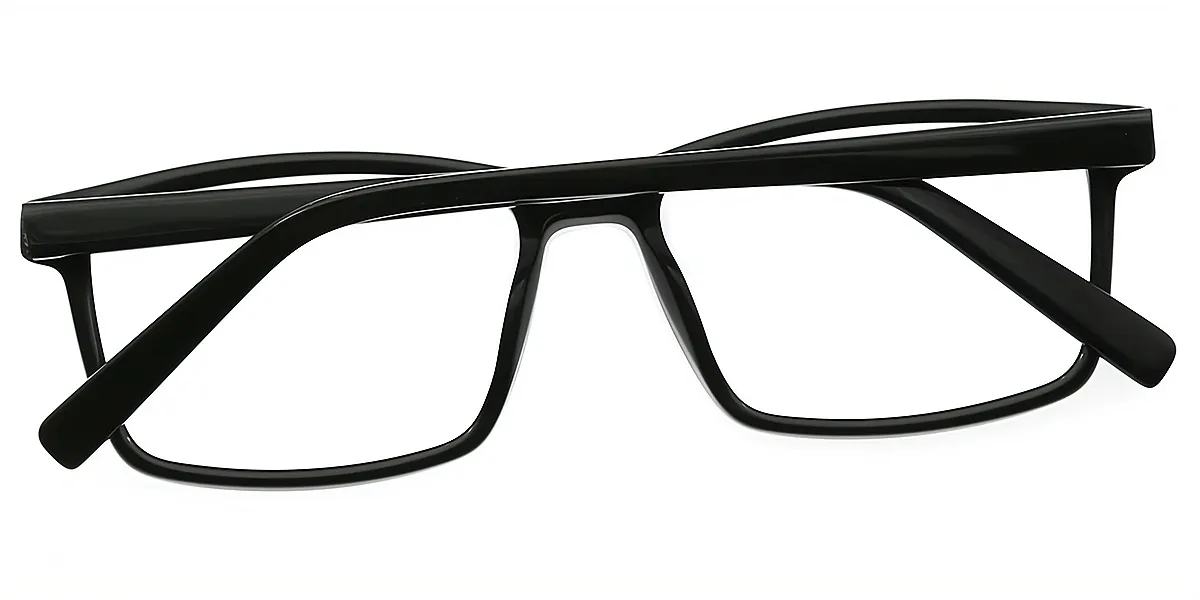 Black Rectangle Classic Horn Acetate Eyeglasses