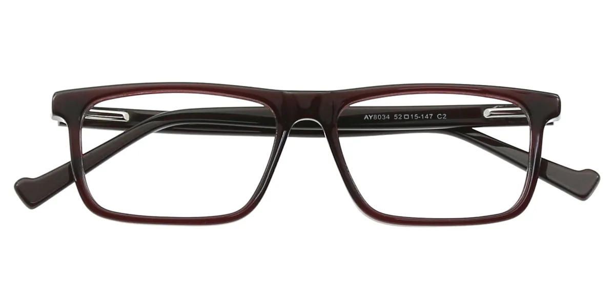 Brown Rectangle Classic Horn Acetate Eyeglasses