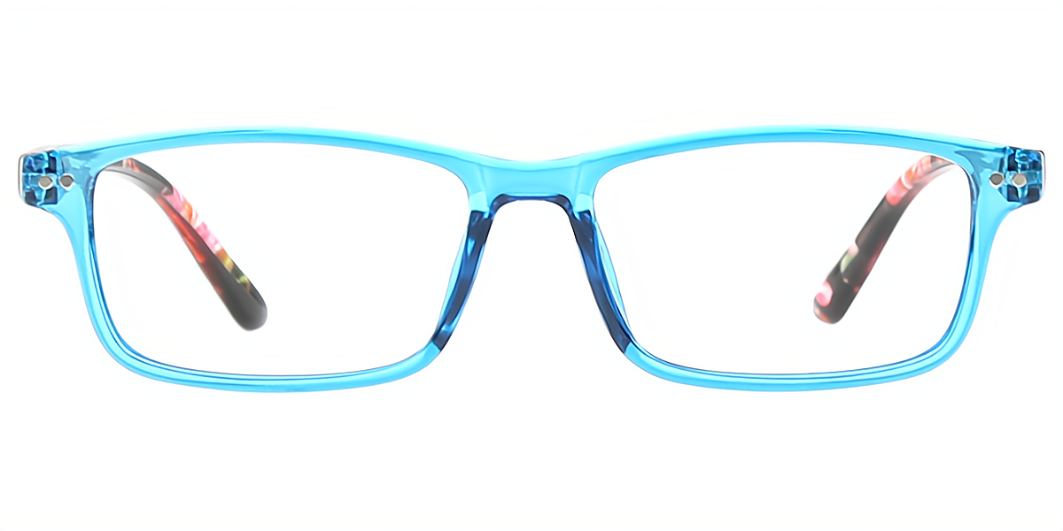 Blue Rectangle Retro Horn Plastic Eyeglasses