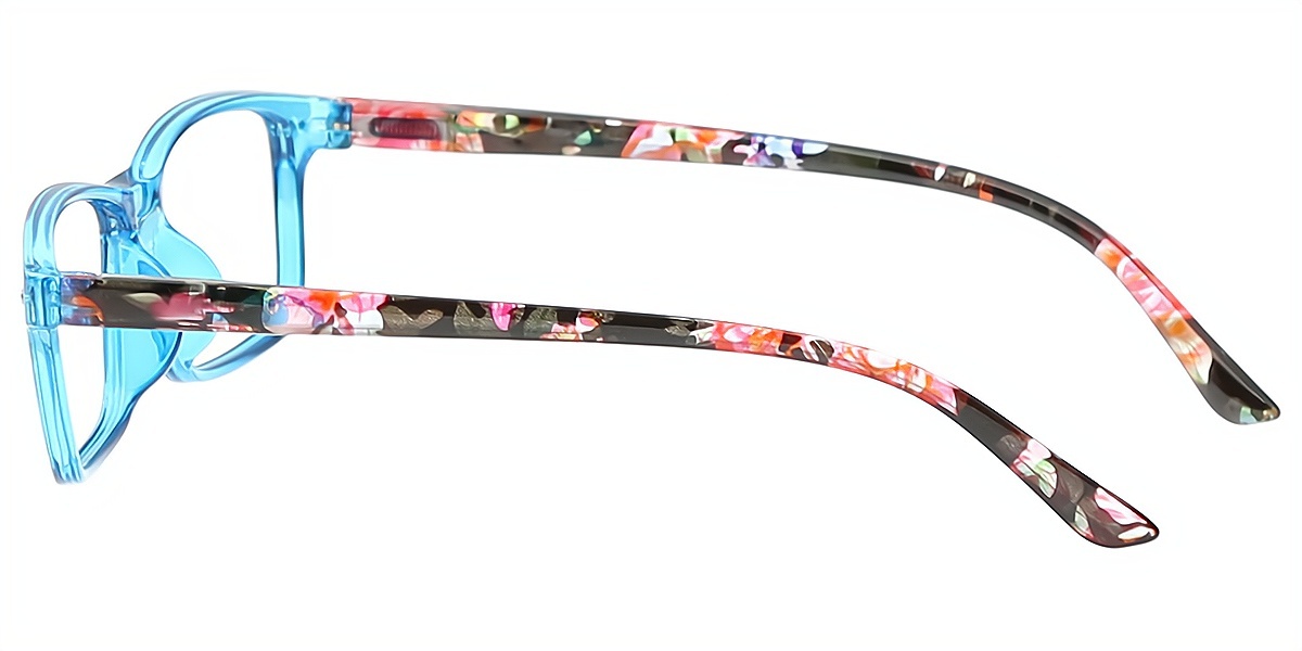 Blue Rectangle Retro Horn Plastic Eyeglasses