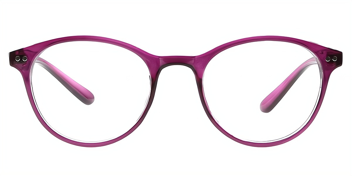 Purple Oval Retro Horn Plastic Eyeglasses