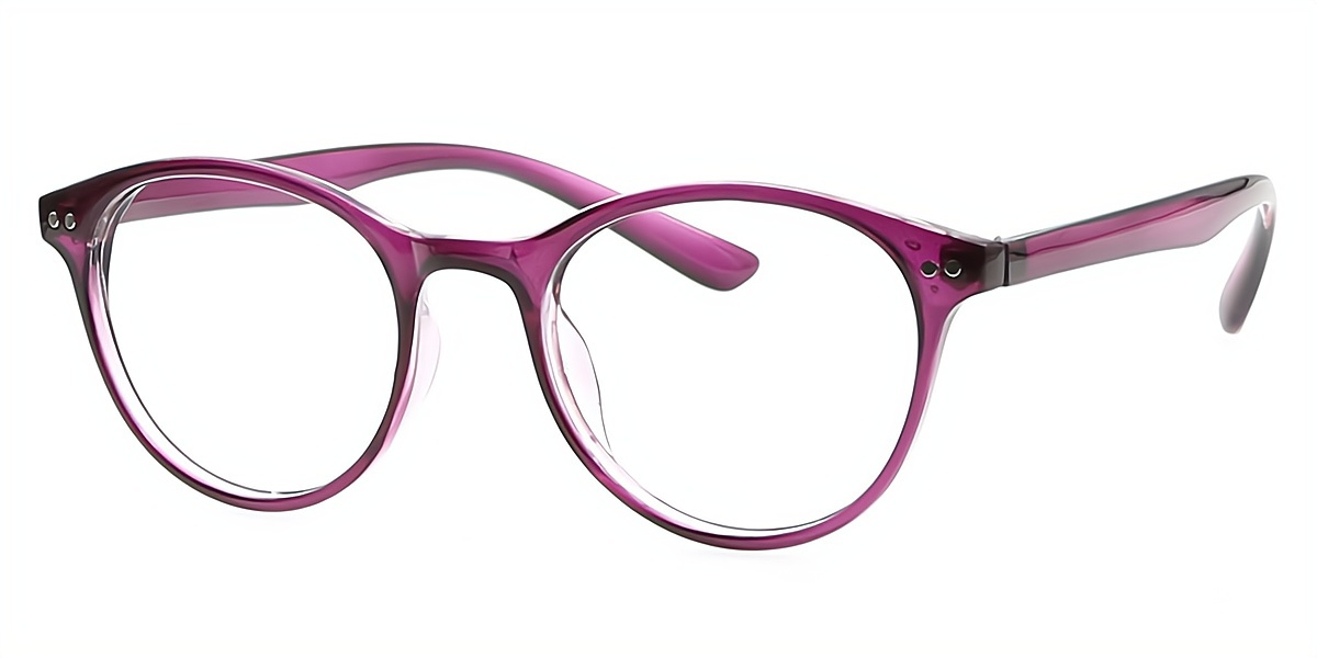 Purple Oval Retro Horn Plastic Eyeglasses