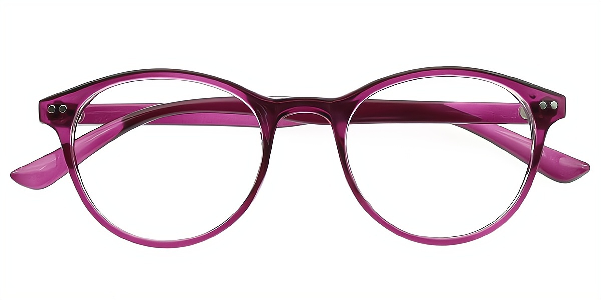 Purple Oval Retro Horn Plastic Eyeglasses