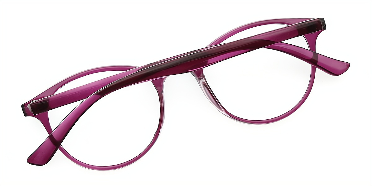 Purple Oval Retro Horn Plastic Eyeglasses