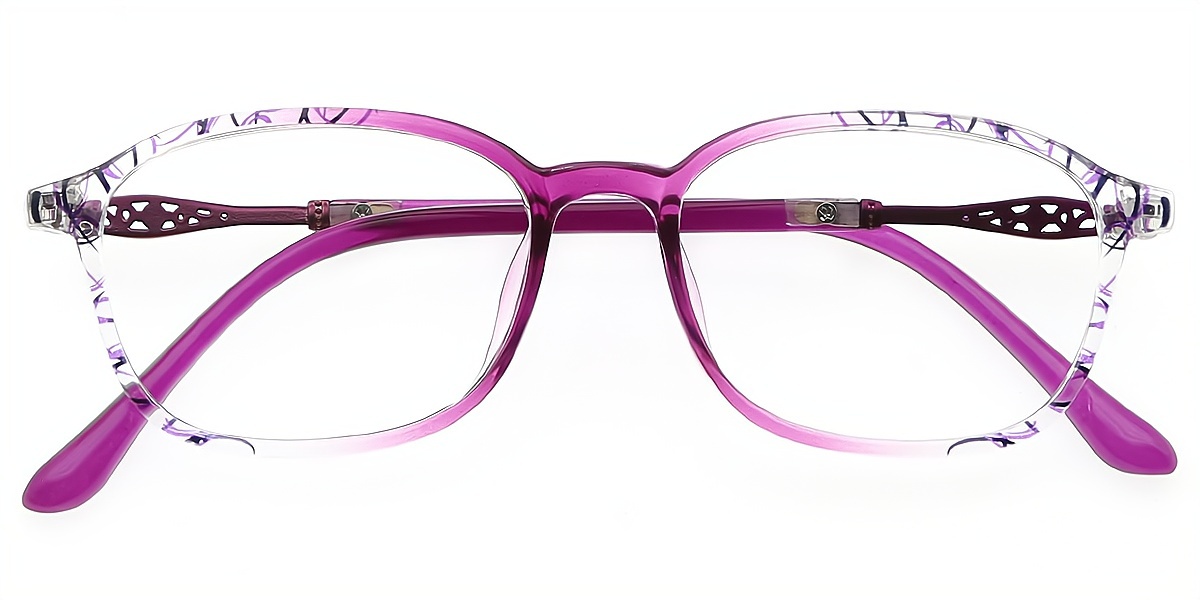 Purple Rectangle Unique Horn Plastic Eyeglasses