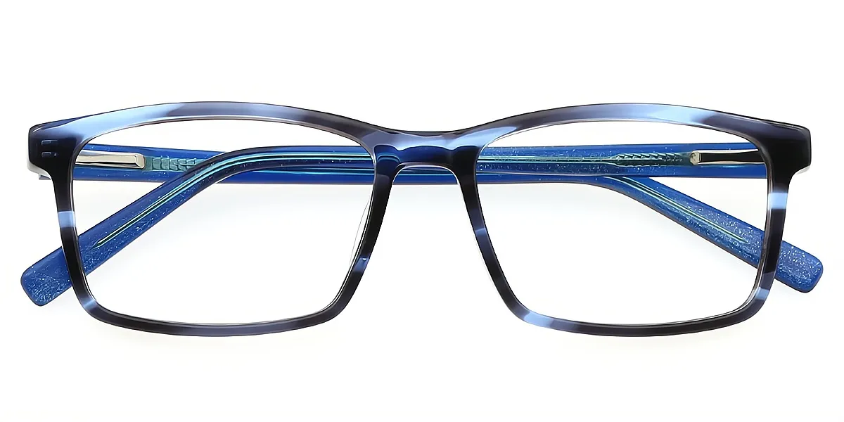 Blue Rectangle Classic Horn TR90 Eyeglasses