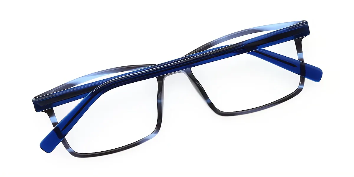 Blue Rectangle Classic Horn TR90 Eyeglasses