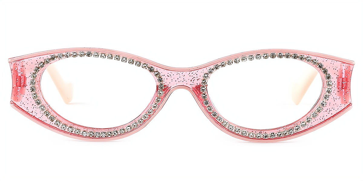 Pink Oval Modish Plastic Eyeglasses