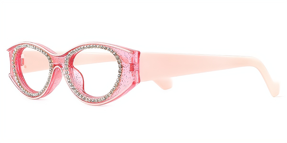 Pink Oval Modish Plastic Eyeglasses
