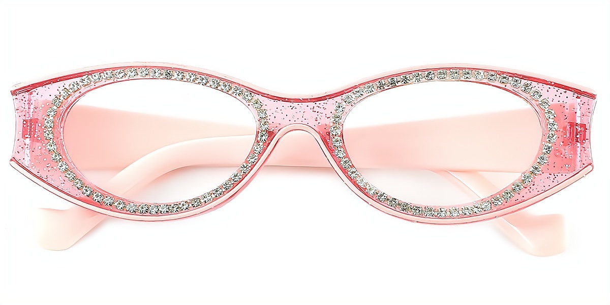 Pink Oval Modish Plastic Eyeglasses