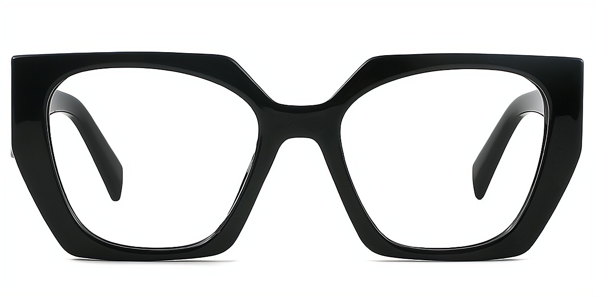 Black Geometric Unique Wide Plastic Eyeglasses