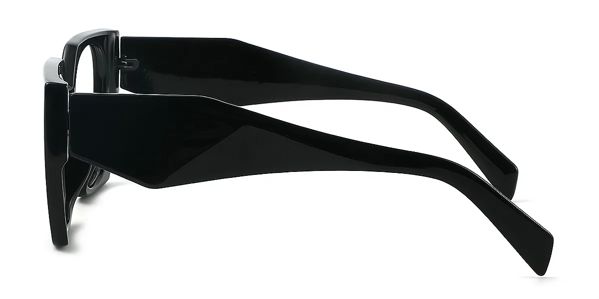 Black Geometric Unique Wide Plastic Eyeglasses