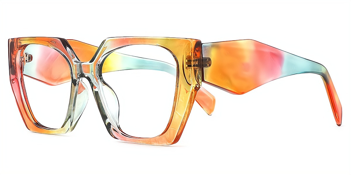 Colorful Geometric Unique Wide Plastic Eyeglasses