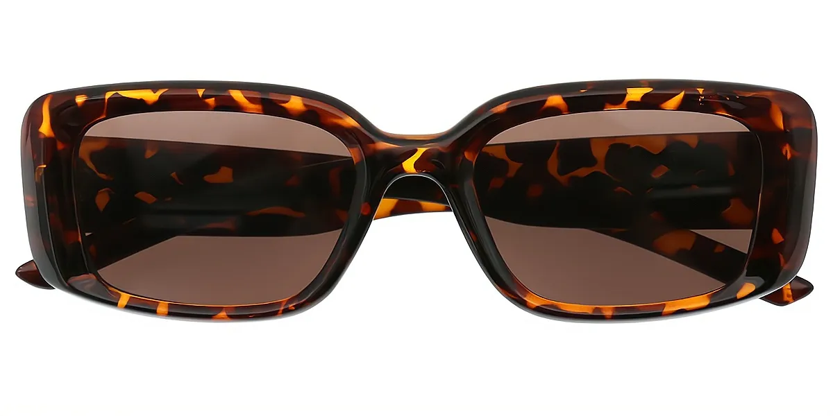 Tortoise Rectangle Geek-Chic Plastic Eyeglasses