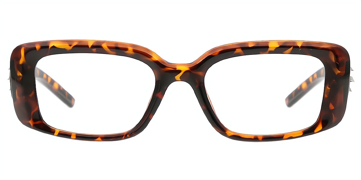 Tortoise Rectangle Geek-Chic Plastic Eyeglasses