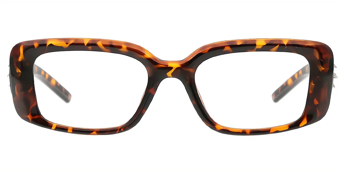 Tortoise Rectangle Geek-Chic Plastic Eyeglasses