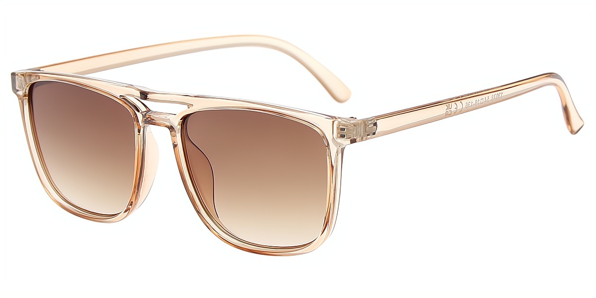 Brown Aviator Classic Double Bridge Plastic Eyeglasses