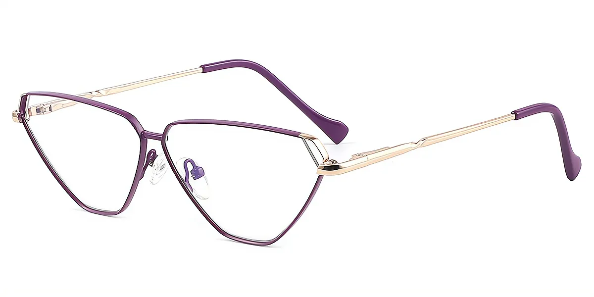 Purple Geometric Exquisite Thin Metal Eyeglasses