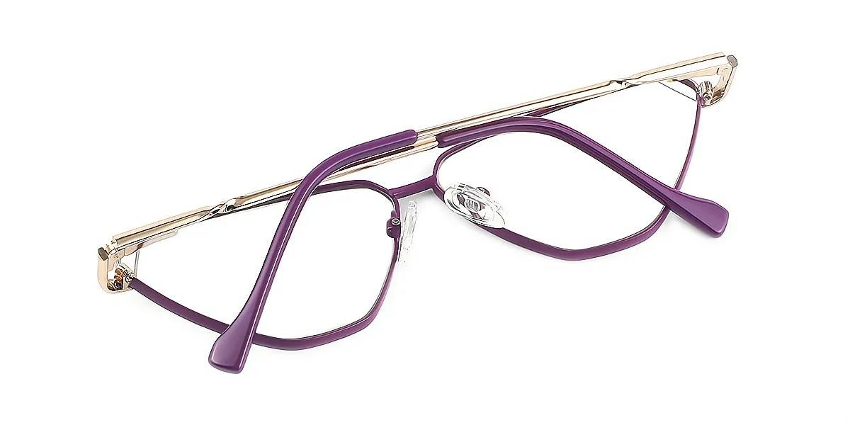 Purple Geometric Exquisite Thin Metal Eyeglasses