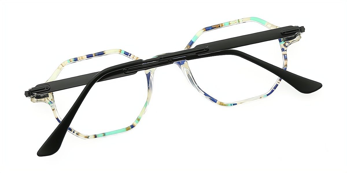 Green Geometric Classic Plastic Eyeglasses